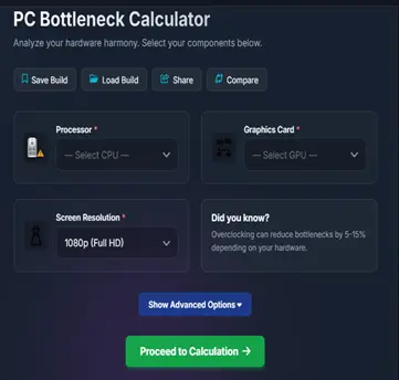 Bottleneck Calculator 2 Calculator UI